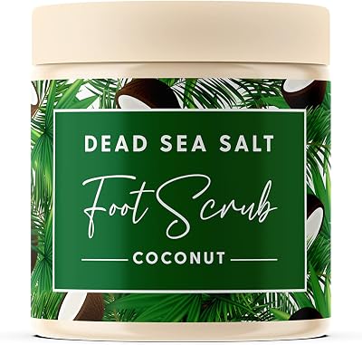 CalmGenix Dead Sea Salt Exfoliating Foot Scrub Coconut Oil Cracked Heel Hard
