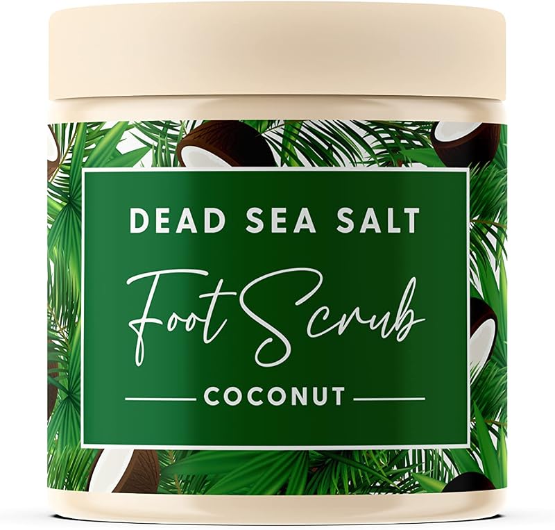 CalmGenix Dead Sea Salt Exfoliating Foot Scrub Coconut Oil Cracked Heel Hard