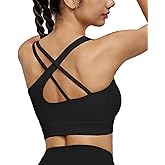 romansong Strappy Longline Sports Bras for Women Molded Cup Workout Cute Running Medium Impact Crop Tops