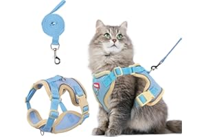 wanheart Cat Harness and Leash Set Escape-Proof Adjustable cat Leash and Harness Combo Suitable for All cat Breeds (Blue, L)