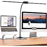 EppieBasic Led Desk Lamp,24W 31.5IN Architect Double Head Desk Lamps for Home Office,Dimmable & 6 Color Modes Extra Bright Modern Table lamp with Base,Overhead Computer Lighting for Workbench Monitor