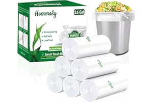 Hommaly 2.6 Gallon 240 pcs Small Clear Trash Bags, Strong Garbage Bags, Bathroom Trash Can Bin Liners Unscented, Mini Plastic Bags for Office, Waste Basket Liner, Fit 6-10 Liters, 2-2.6 Gal