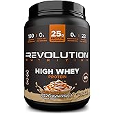 Revolution Nutrition, High Whey, Protein Powder 2LB, Whey Isolate, Gluten Free, Lean Muscle Mass for Men & Women, 25g of Protein Per Scoop, 908 g, 24 Servings (Caramel Iced Cappuccino, 2 Pound)