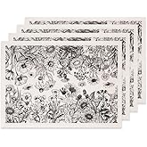 SUPERDANT 4PCS Wild Flowers Underglaze Paper Transfer Plants Transfer Paper for Clay Ceramic Porcelain Under Glaze Transfers for Pottery Enamel Decals Black Underglaze Decal Papers Handcrafted Gifts