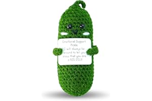 DHOEM Funny Emotional Support Pickle,3 inch Mini Positive Crochet Animals Stress Pickle with Unique Card for Cheer Up Birthday Gifts for Women,Cute St Patricks Day Doll Friend Gifts(Emotional Pickle)