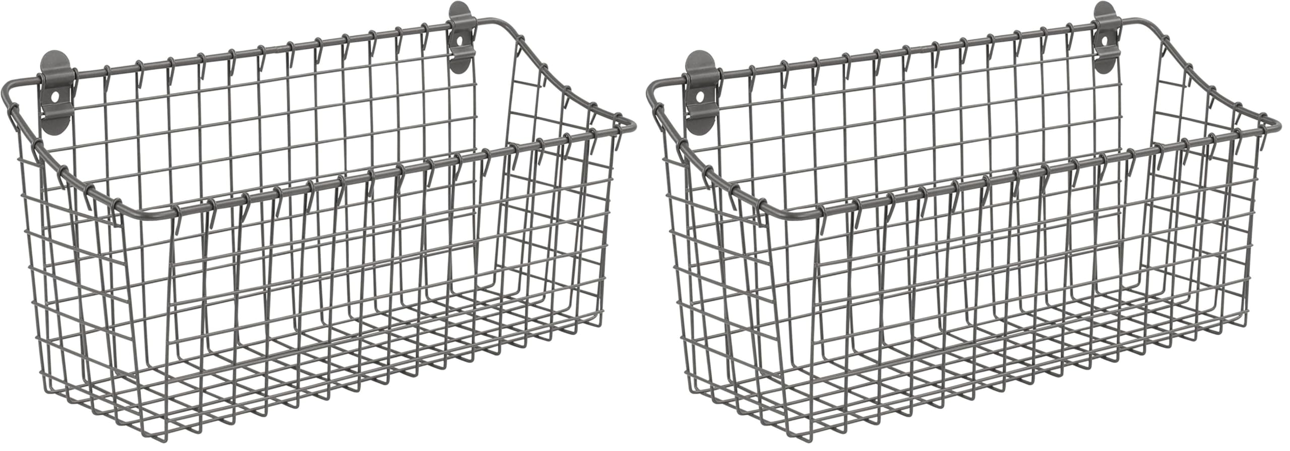 Spectrum Diversified Vintage Wall Mount Storage Basket, X-Large (Pack of 2), Industrial Gray Image
