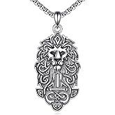 JERWLI Lion Necklace 925 Sterling Silver Lion Pendant Necklace Jewelry for Men