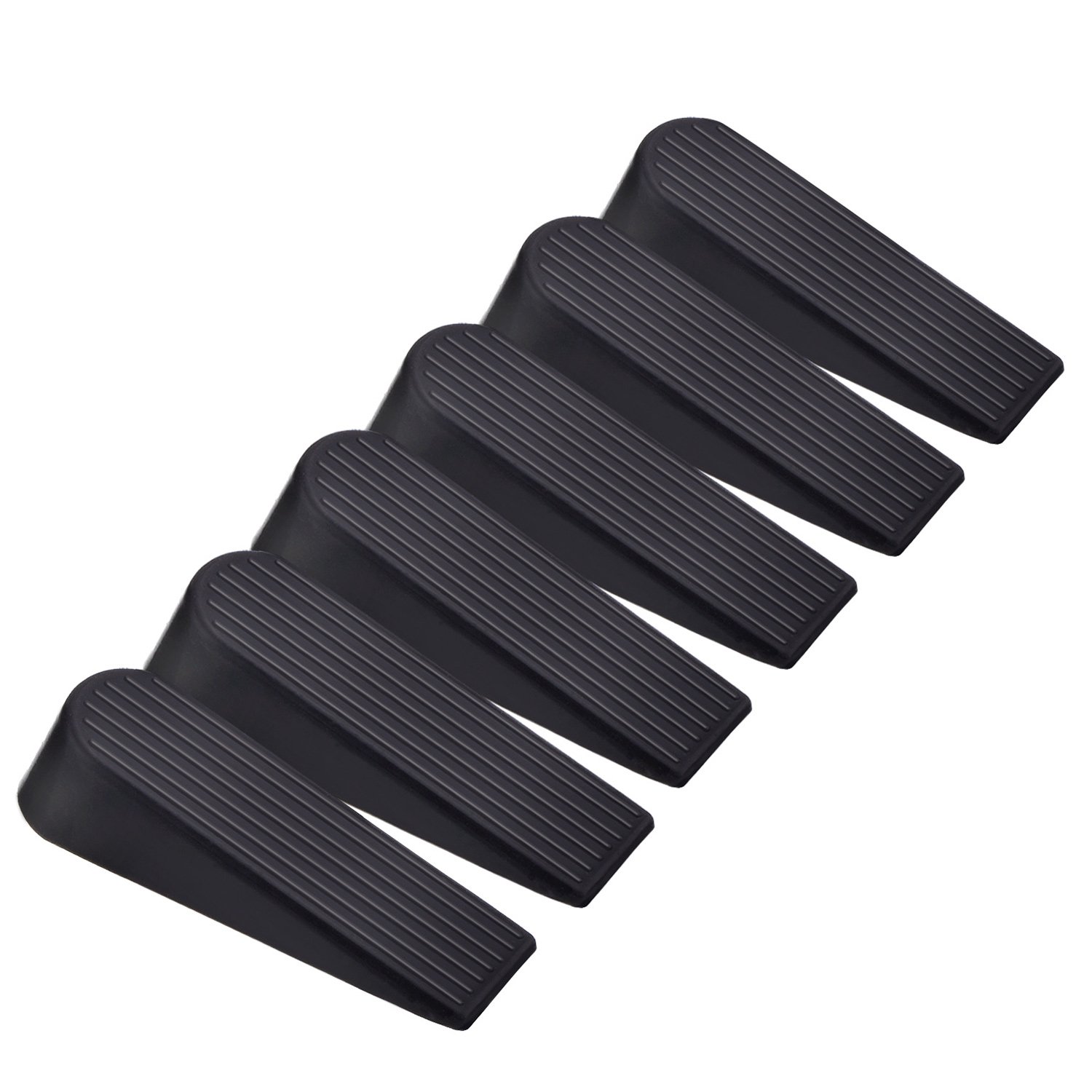 6 Pack Door Stop Wedges Black Rubber Door Stoppers for Home and Office