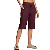 ISEEGZ Women's Swim Capris Pants High Waist Tummy Control Quick Dry UPF 50+ Long Board Shorts with Liner and Pockets