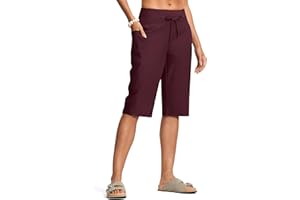 ISEEGZ Women's Swim Capris Pants High Waist Tummy Control Quick Dry UPF 50+ Long Board Shorts with Liner and Pockets