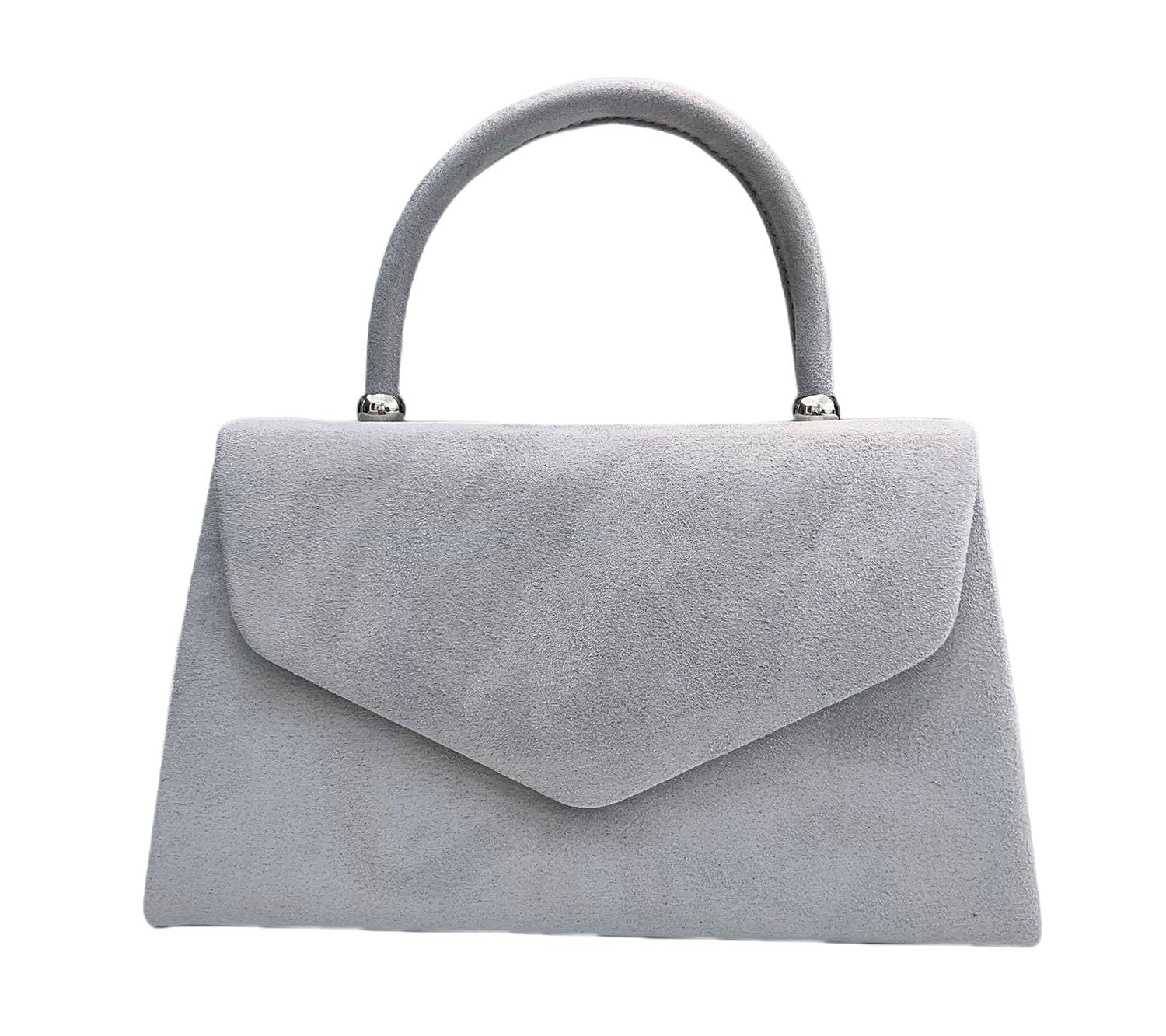 LeahWard Women's Clutch Bag Top Handle Wedding Suede Handbags 304 (Grey)
