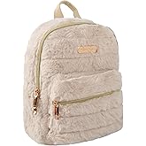 Jessica Simpson Mini Plush Tablet Backpack for Women for Work, College, Commuting, Travel (Mocha Latte)