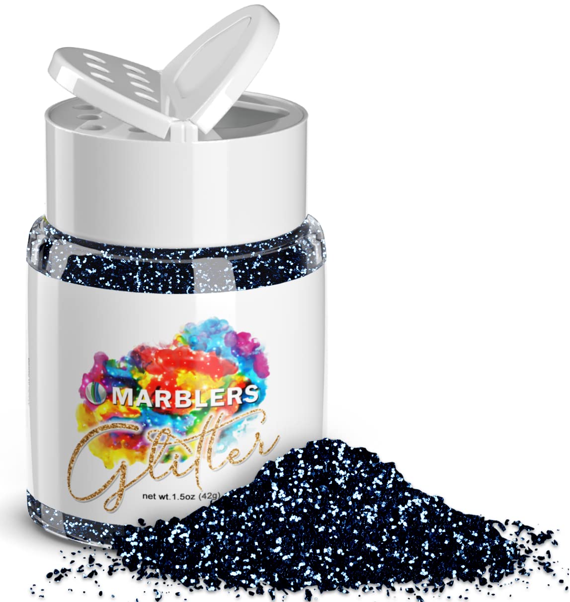 MARBLERS Twinkle Glitter [Navy] 1.5oz (42g) | Fine | Non-Toxic, Vegan, Cruelty-Free | Face, Body, Eyeshadow, Hair, Festival, Party Makeup | Nail Art, Polish | Resin, Tumbler, Slime, Craft — image 1