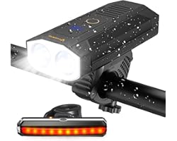 visnfa USB Rechargeable Bike Light Set, Super Bright Bicycle Light, 1200 Lumen Aluminum Alloy Bike Front Light ,Easy to Mount