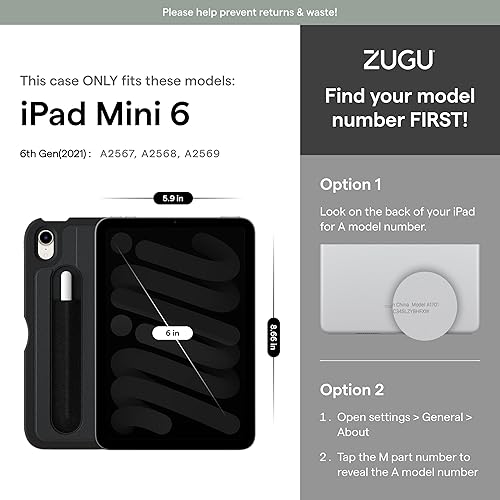 Zugu Case for 2024 iPad mini 2021 iPad mini 6, Slim Protective