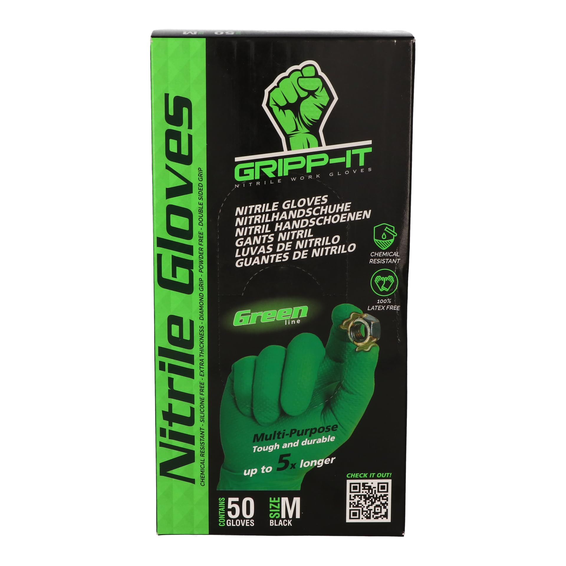 Gripp-It Nitrile Gloves - size M - Green - Dispenserbox of 50 pcs