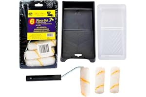 Bates- Paint Tray Set, 6 pcs, 4-Inch Paint Roller Kit, Small Paint Roller Paint Brush