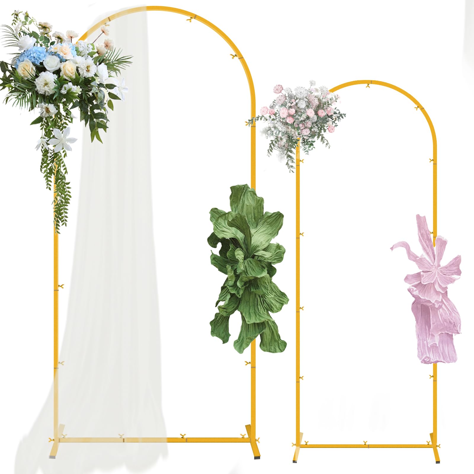Photo 1 of Set of 2 Gold Metal Wedding Arch Backdrop Stand (7.2FT and 6FT), Balloon Arch Stand for for Party, Wedding, Baby Shower, Graduations, Holiday Ceremony - Ideal for Balloons Flowers and Garden Decor