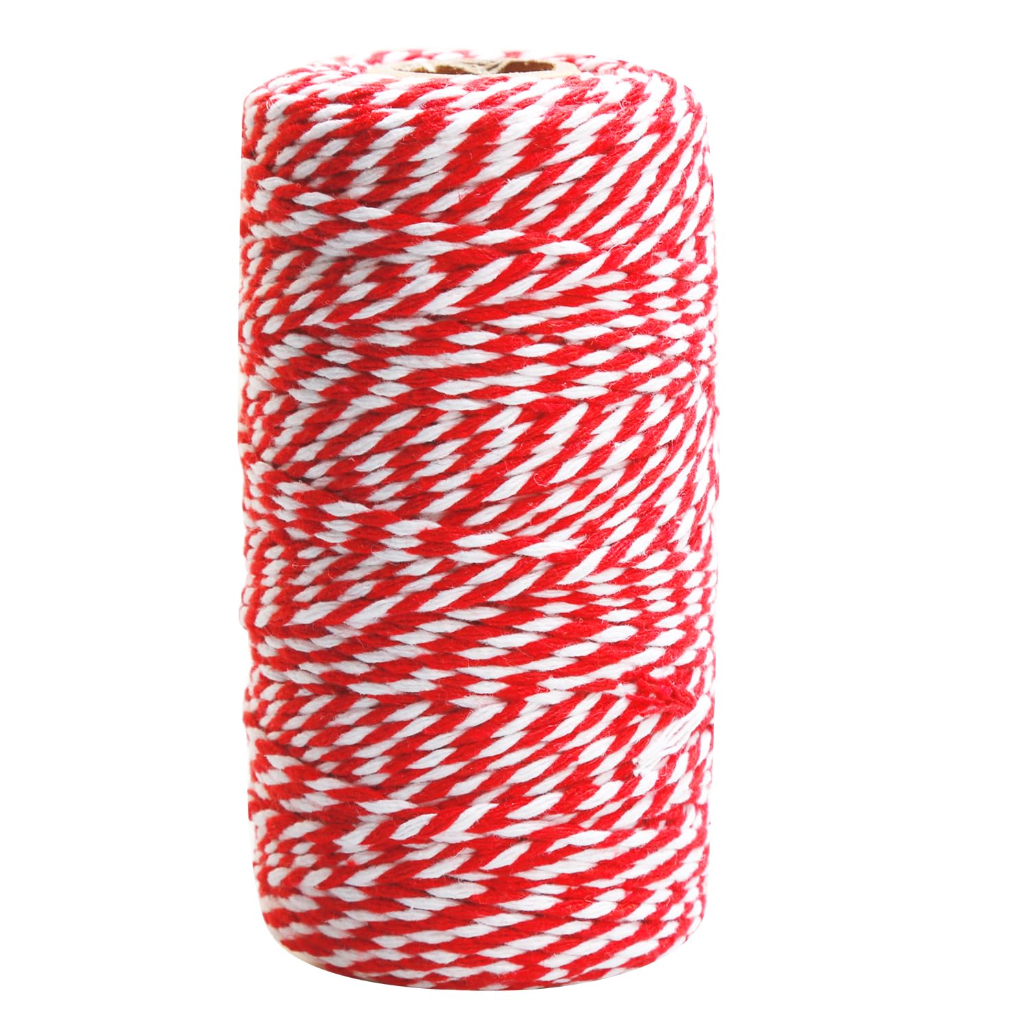 Rumyve 100m Cotton String,Red and White Bakers Twine Butcher Thread,Durable Decorative Twine Rope for Gift Wrapping Ornament DIY Crafts Handmade Arts Gardening Baking Decor