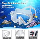 EXP VISION Dry Snorkel Set Panoramic 3 Window Mask Anti-Fog Pearl White view 2