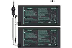 LUXBIRD 2 Pack Seedling Heat Mats with Digital Thermostat Controller, 10" x 20.75" 30W for Seed Starting, Germination, Hydroponics, Brewing, Breeding, Greenhouses (LB-HT02)