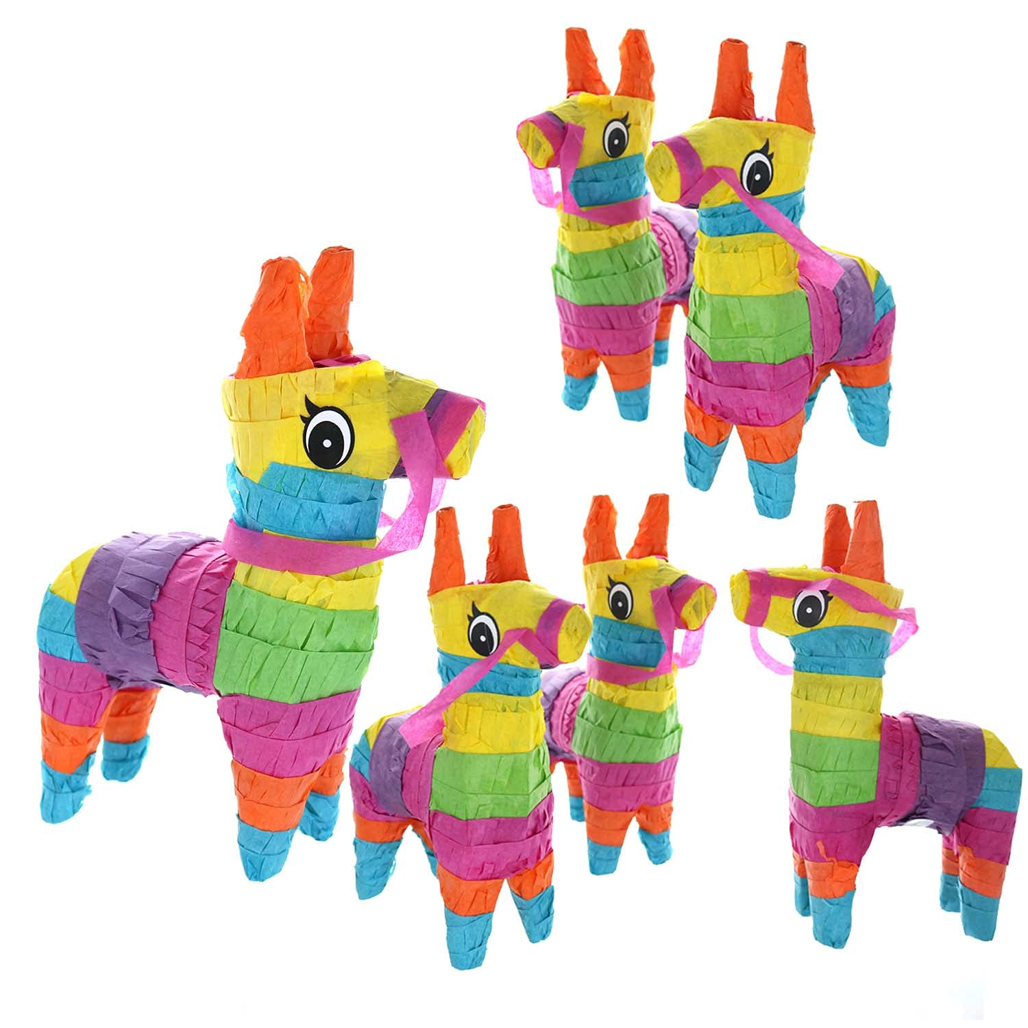 GIFTEXPRESS 6 Pack Mini Donkey Piñatas 7.5x5.5