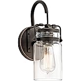 Kichler Brinley 11.5" Wall Sconce in Olde Bronze®, 1-Light, Vintage Wall Mount Light with Clear Glass, (11.5" H x 5" W), 4557