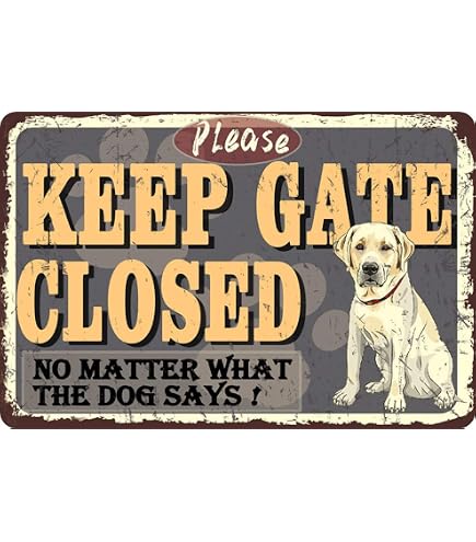 Please Keep Gate Closed Dogs In Yard, Retro Metal Tin Sign Vintage Plaque Decor