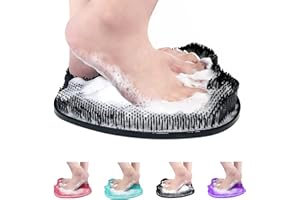 AXLOFO® Shower Foot Scrubber Mat, Larger Size Foot Massager Mat with Non-Slip Suction Cups - Cleans, Exfoliationl, Massages Your Feet Without Bending, Foot Circulation & Relieve Tired Feet (Black)
