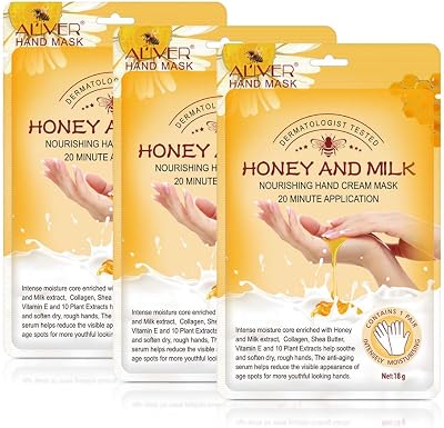 NIFEISHI Honey Milk Hand Moisturizing Mask Gloves for Dry Crack Hands 3 Pairs