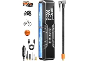MEIKAKKA Tire Inflator Portable Air Compressor - 150PSI Cordless Air Pump for Car Tires, Portable Tire Inflator for Car, DC 12V Air Compressor with Pressure Gauge/LED Light for Auto/Bike/Motorcycle/Ball