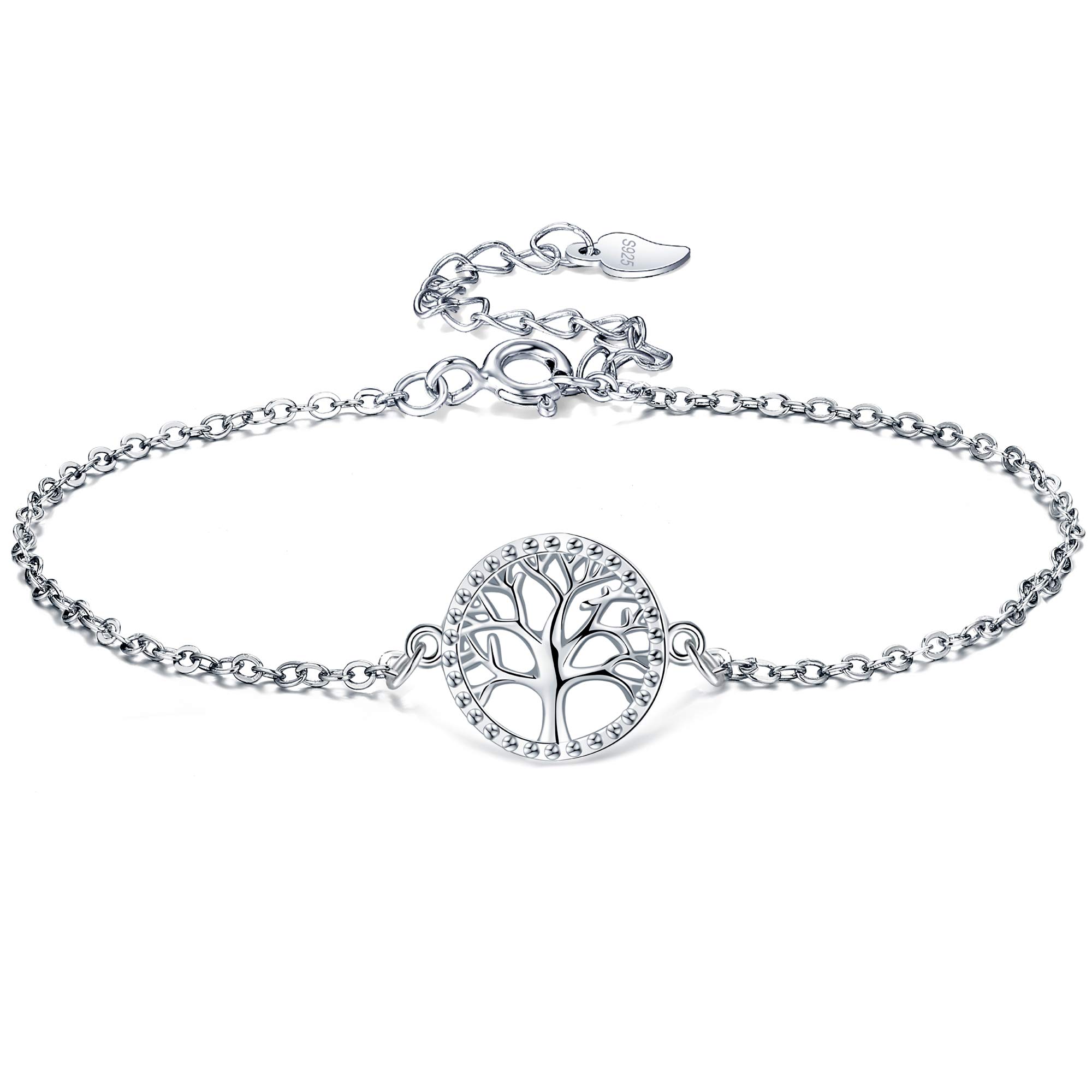 Lydreewam Tree of Life Bracelet for Women 925 Sterling Silver with Gift Box for Valentine's Day Mother's Day Birthday, Adjustable 16+3cm