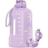 AQUAFIT 1 Gallon Water Bottle with Time Marker - Straw & Chug Lid - BPA Free Gym Water Bottle with Straw - Big Gallon Jug (Purple Haze, 128 oz - 2in1 Lid)
