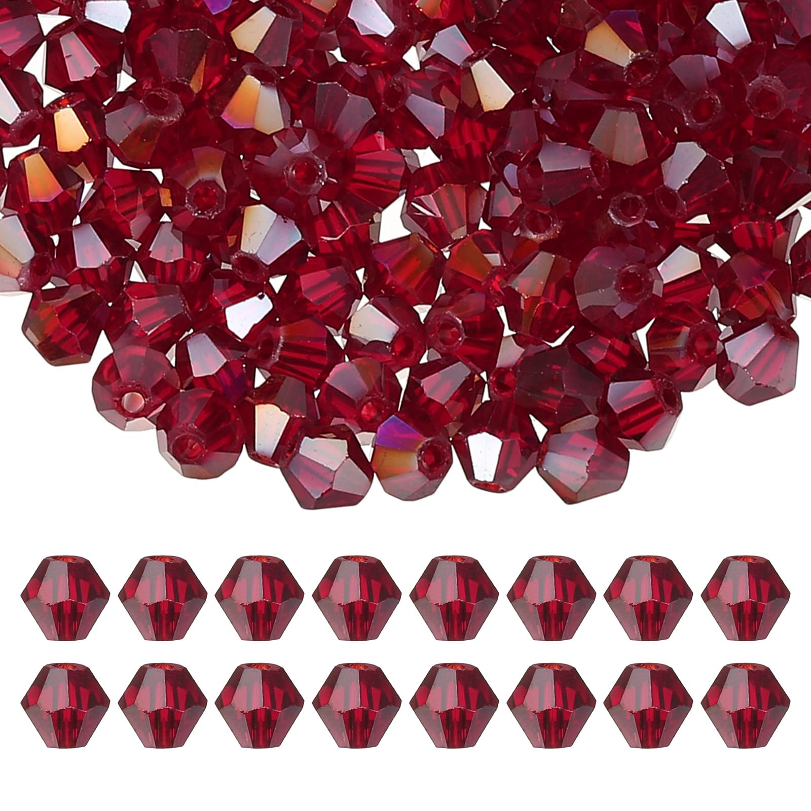 PATIKIL 6mm Bicone Crystal Beads, 200 Pcs Glass Faceted Bicone Beads Loose Spacer Bead for Jewelry Making Bracelet Necklace Earrings Wind Chimes Craft, Light Red