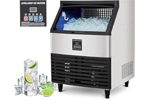 CUISINAID Commercial Ice Maker Machine 320lbs/24H, Stainless Steel Under Counter ice Machine with 88lbs Ice Storage Capacity, Freestanding Ice Maker(6 * 18 Ice Cube)