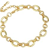 ORICHORE 18K Gold-Plated Textured Link Buckle Women's Gold Bracelet | Exquisite Layered Women's Chain-Style Gold Bracelet