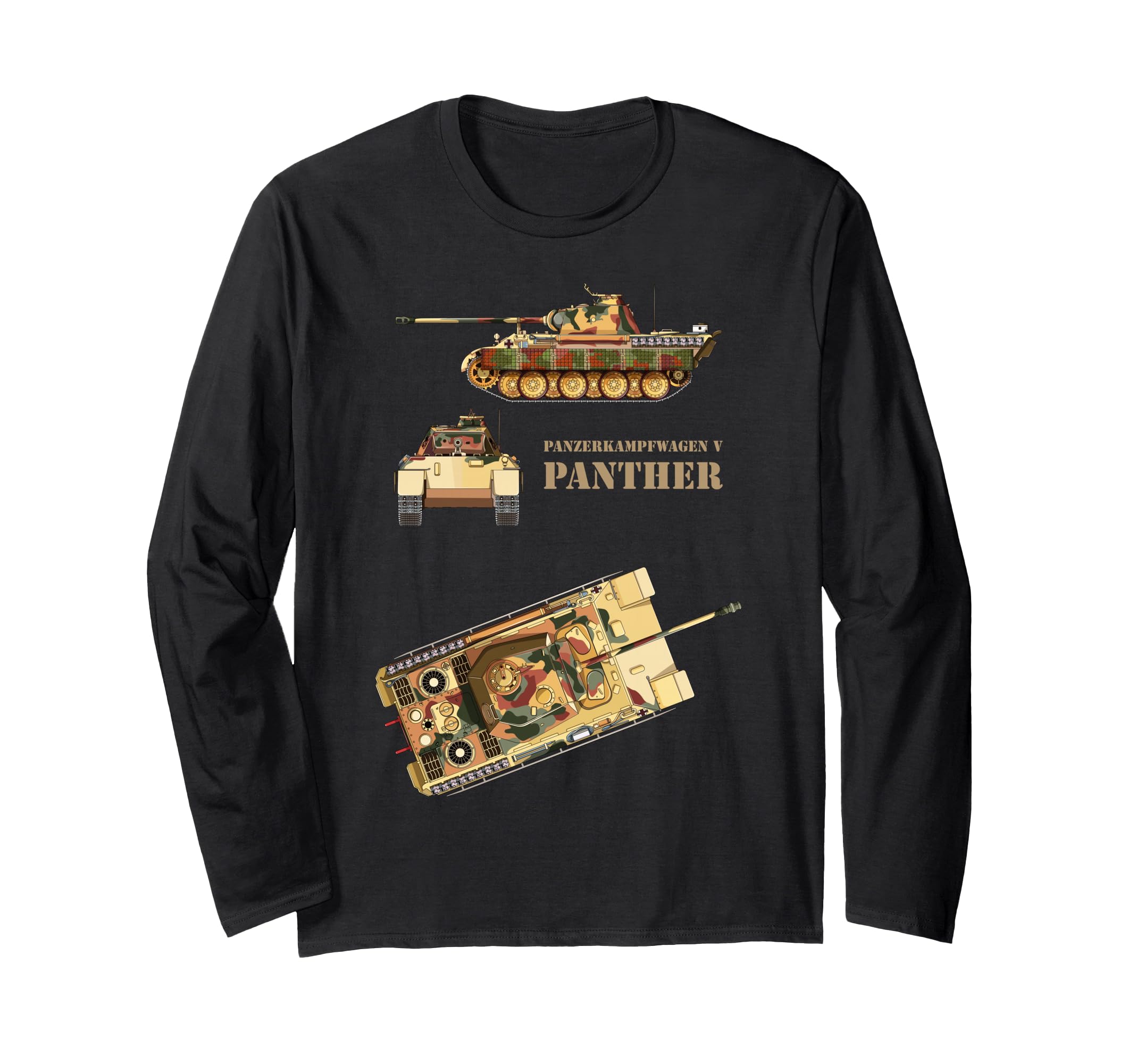 Panzer V Panther Tank WW2 German Panzerkampfwagen 5 Diagram Long Sleeve T-Shirt