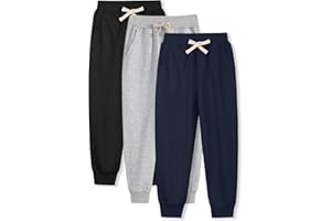 3 Pack Girls Cotton Sweatpants Kids Toddler Jogger Pants Casual Athletic Pull On Pants with Drawstring Pockets(Age 2-14)