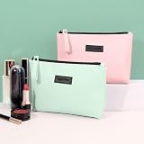 Maange Small Cosmetic Bag 2 Pcs Travel Makeup Pouch Waterproof PU Leather Pink view 8