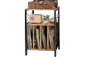 HOMEIJU 3-Tier Record Player Stand, Vinyl Record Storage Turntables for Vinyl Records, Record Player Table Holds Up to 200 Albums, Mid-Century Turntable Stand for Living Room, Bedroom, Office