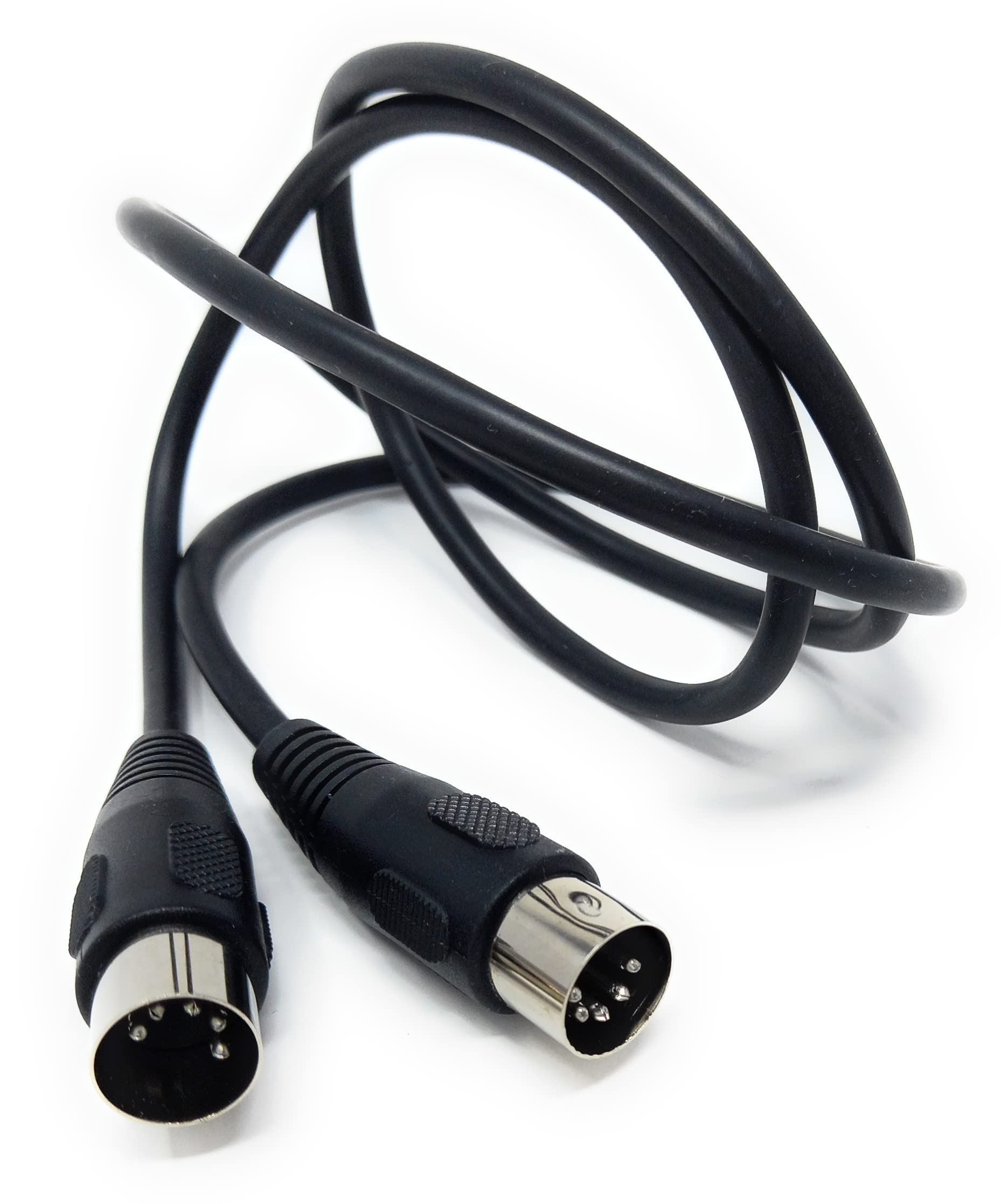 DRUT 1m 5 Pin MIDI Male to Male DIN Plug Audio Cable for Music Instruments (3.3ft, Black)