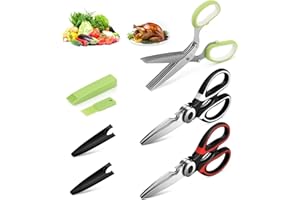 MASTEYMOH Kitchen Scissors, Stainless Steel Meat Scissors + Herb Scissors, Multifunctional Kitchen Shears, All Purpose Kitchen Scissors, Poultry Shears, (2 Pairs for Poultry + 1 Pair for Herb)