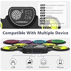Electronic Drum Set, 10 Pads Roll-Up Drum Practice