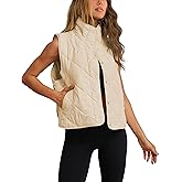 Zhiyouni Women's Quilted Puffer Vest Stand Collar Lightweight Button Down Padded Gilet with Pockets