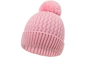 Peninpha Winter Hat for Kids Children, Girls Beanie with Pom Pom, Girls Accessories Knit Beanies Cap Age 7-12