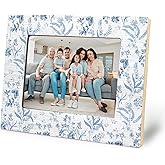 FDHSPAAM Blue Chinoiserie Floral Picture Frame 5x7, Blue and White Floral Photo Frame, Rustic Grandmillennial Flower Wall and Tabletop Display Picture Photo Frames for Home Bedroom Decor
