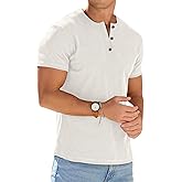 Sailwind Mens Muscle Henley Shirts Lightweight Workout T-Shirt Gym Tee Athletic Short Sleeve with Button