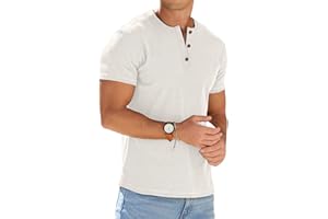 Sailwind Mens Muscle Henley Shirts Lightweight Workout T-Shirt Athletic Short Sleeve with Gym Tee Button