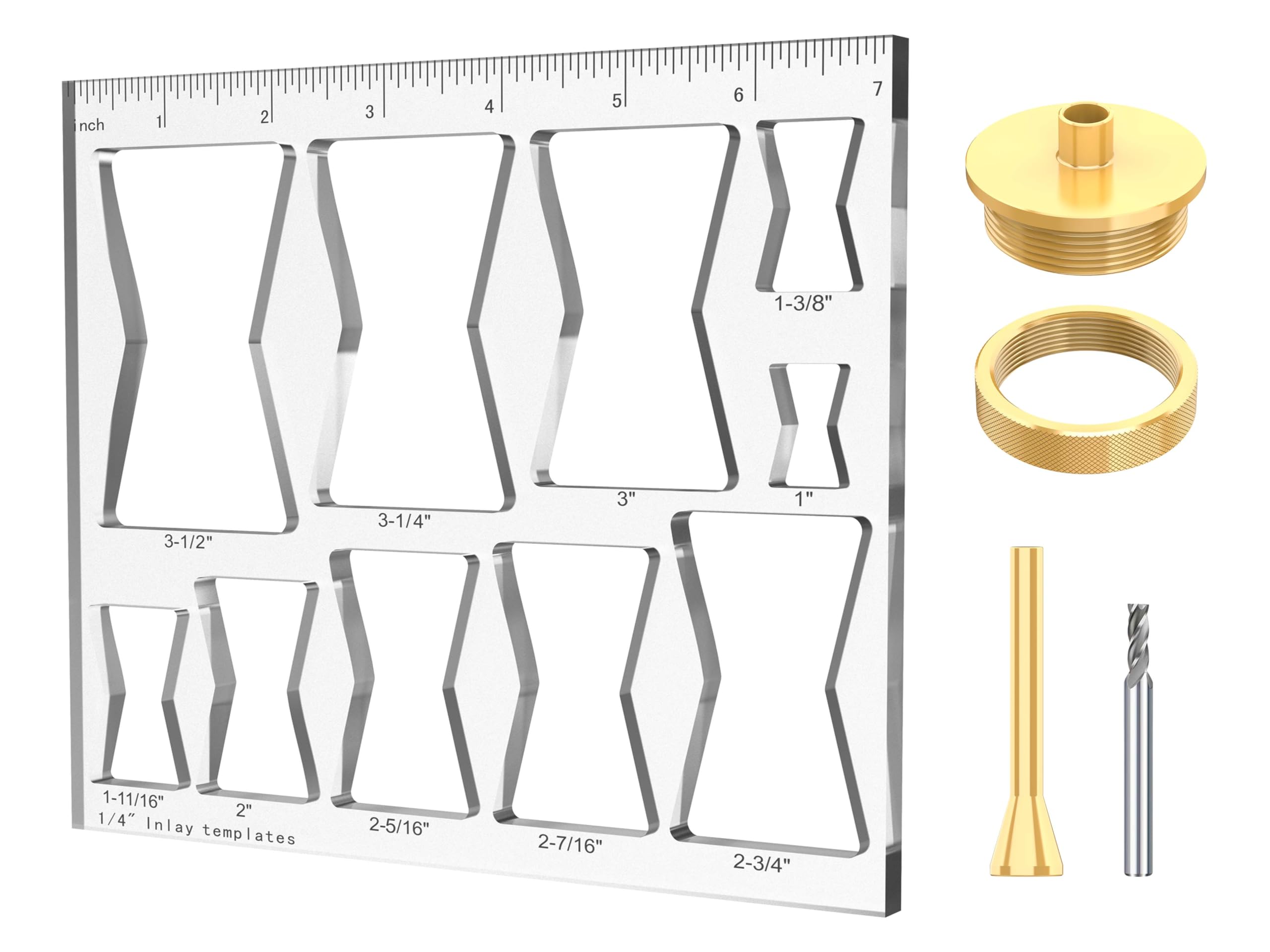 inBovoga 10 in 1 Router Templates for Woodworking, Bowtie Inlay Template Kit Router Jig Butterfly Template Decorative and 1/4"(6.35mm) Router Bushing Guide 15/64"(6mm) Router Bits for Wood