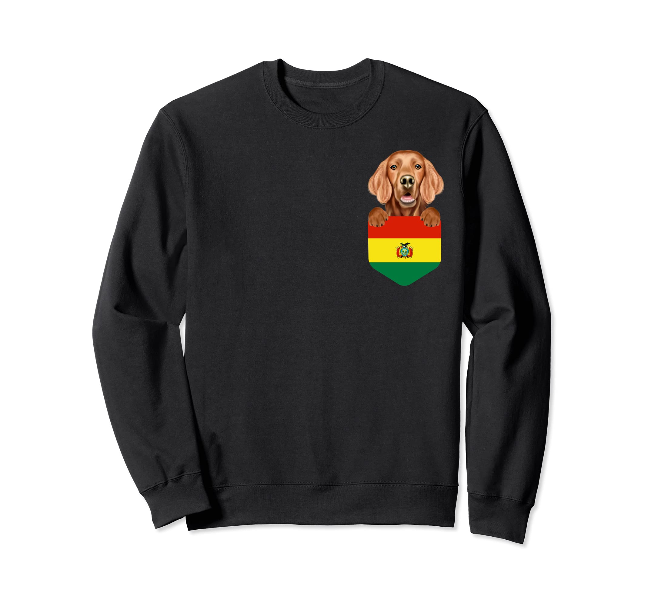 Bolivia Flag Irish Setter Dog In Pocket Sweatshirt